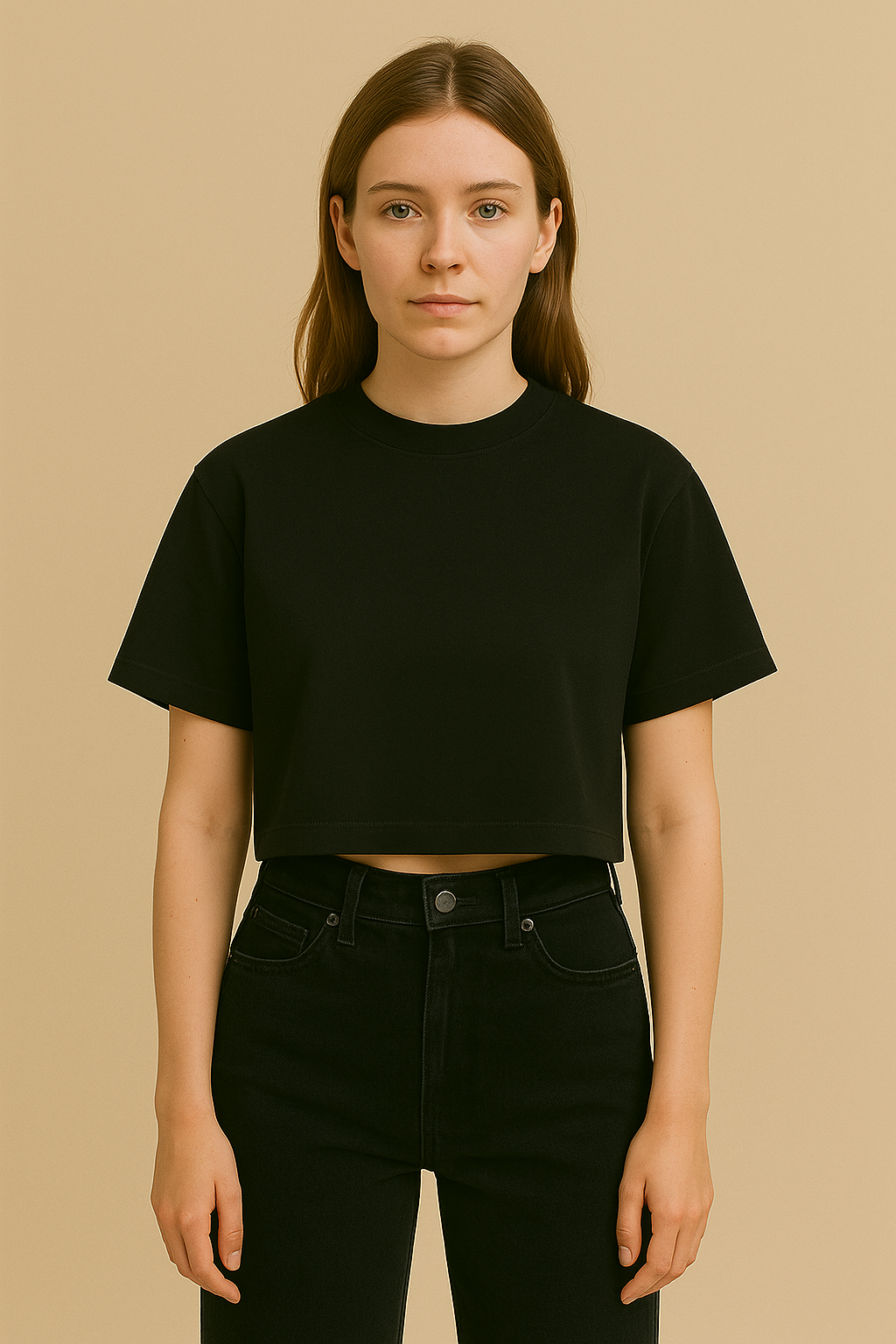 Cropped T-shirt - Charcoal Black