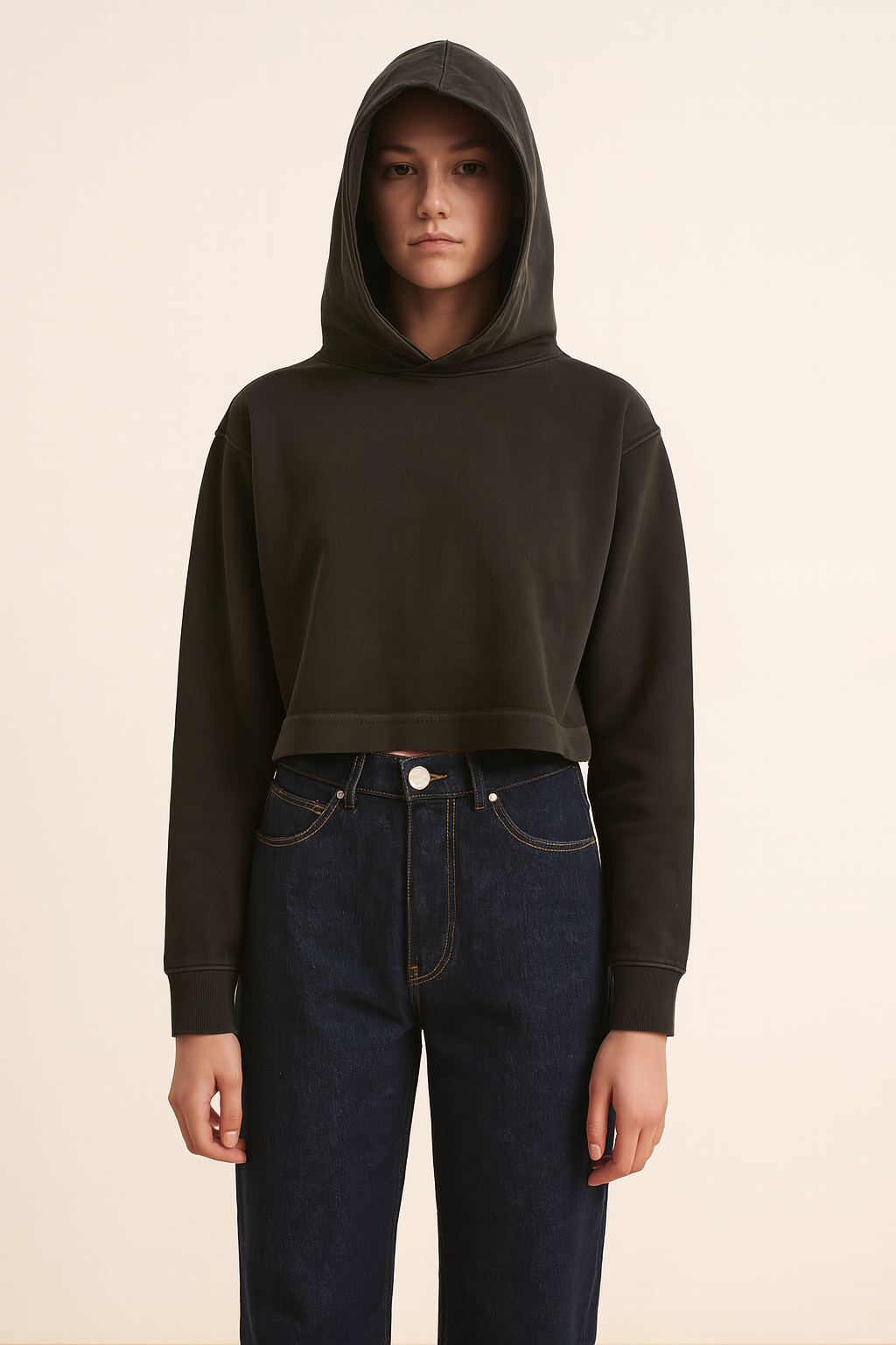 Cropped Hoodie - Black